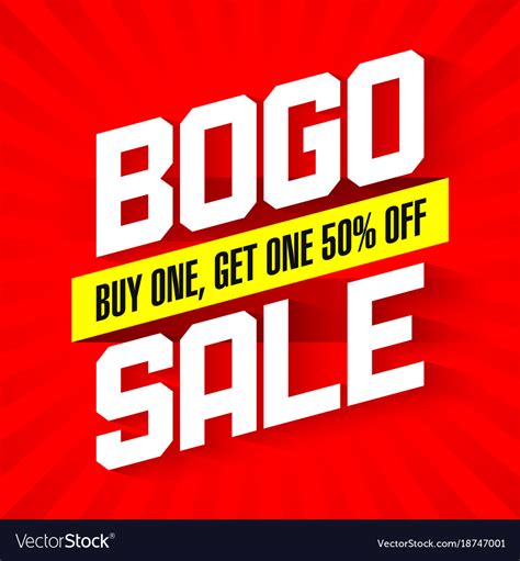 Bogo Sale Buy One And Get One 50 Off Sale Banner Vector Image