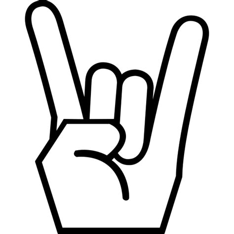 Vector Image Of Rock On Hand Sign In Black And White Free Svg