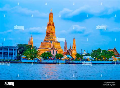 The Magnificent Wat Arun Temple In Evening Illumination Is One Of The