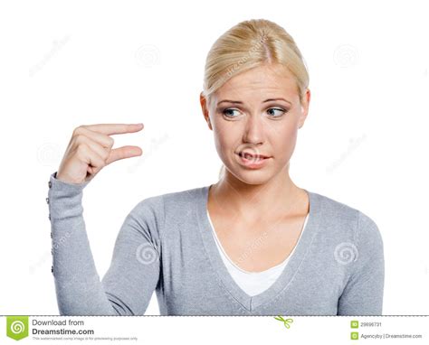 Lady Showing Small Amount Of Something Stock Image - Image of format ...