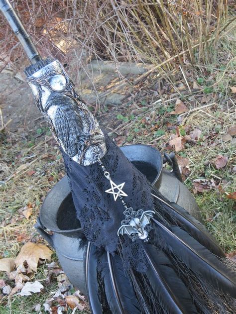 Witchs Broom Raven Totem Animal Wicca Home Decor Etsy Witch Broom