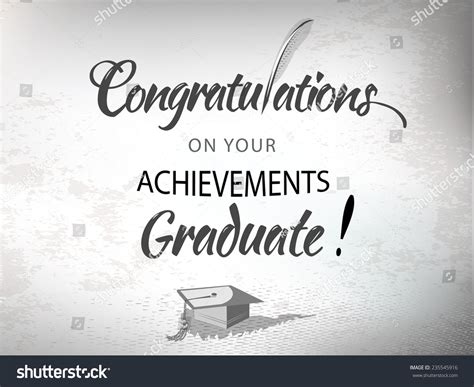 Congratulations Achievement Text Typography Graduate With Mortar Stock