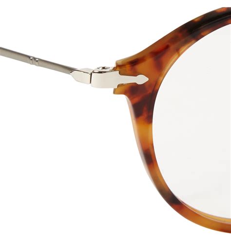 Persol Round Frame Acetate And Metal Optical Glasses In Brown For Men