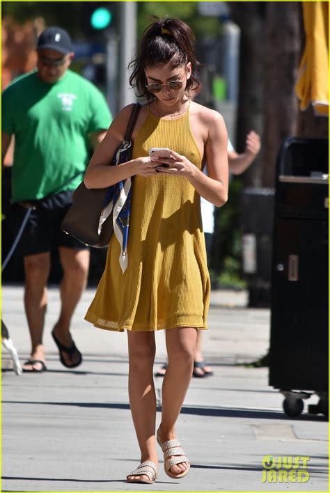 Photo Sarah Hyland Goes Braless In Mustard Yellow Dress While Out In