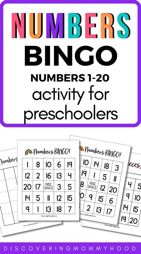 Numbers Bingo 1 20 Number Activity For Preschoolers Printable Number