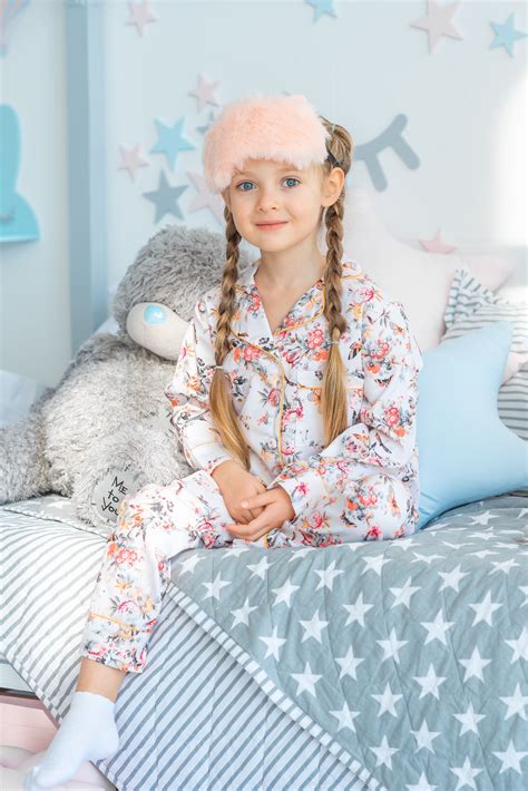 Girls Organic Cotton Pajama Flowers Print Nightset Etsy In 2020