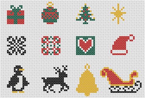 christmas cross stitch motifs collection of 22 quick designs etsy cross stitch christmas