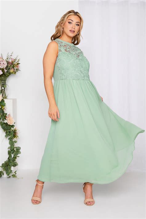 plus size yours london curve sage green lace front chiffon maxi dress yours clothing
