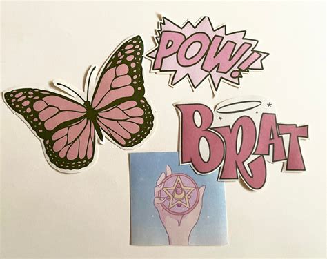 4 Pcs Baddie Stickers Pink Stickers Butterfly Stickers Etsy