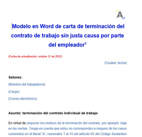 Search Results For Modelo Carta De Terminacion De Contrato Laboral A Termino Fijo Layarkaca