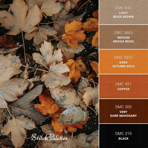 Shades Of Autumn Embroidery Color Palette With Thread Codes