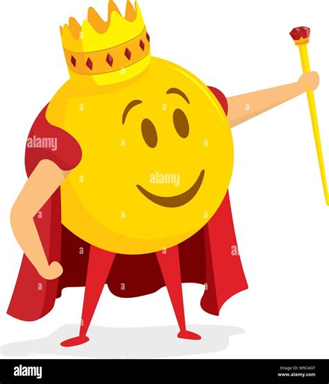 Cartoon Illustration Of Smile Emoji King With Crown Stock Vector Image