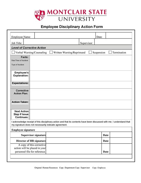 Employee Discipline Form Template