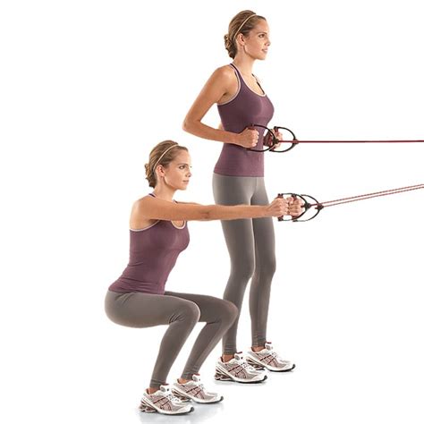 Squat And Row W Resistance Band Loop The Band Through A Sturdy Object At Chest Height Gr