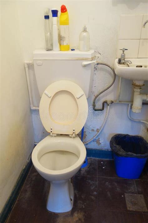 Filthy Dirty Toilet With Seat And Bowl In Public Bathrooms Not Been