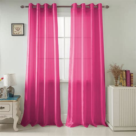 Nancy Faux Silk 54 X 84 In Grommet Curtain Panel Neon Pink