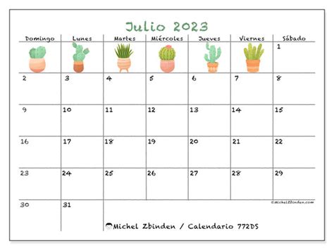 Calendario Julio De 2023 Para Imprimir “772ds” Michel Zbinden Cl