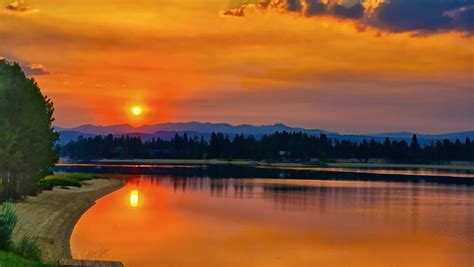 1360x768 Lake Cascade HD Sunset Desktop Laptop HD Wallpaper, HD Nature ...