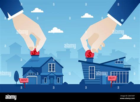 Vector Concept Of Real Estate Rent Vs Buy A Home Stock Vector Image