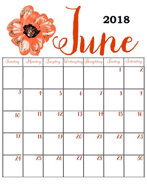 Calendar June 2018 Printable Printable 2019 Calendar Templates Pdf Excel