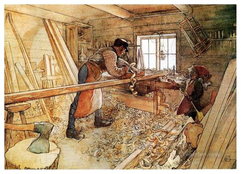 In The Carpenter Shop 1905 Carl Larsson Painting In Oil