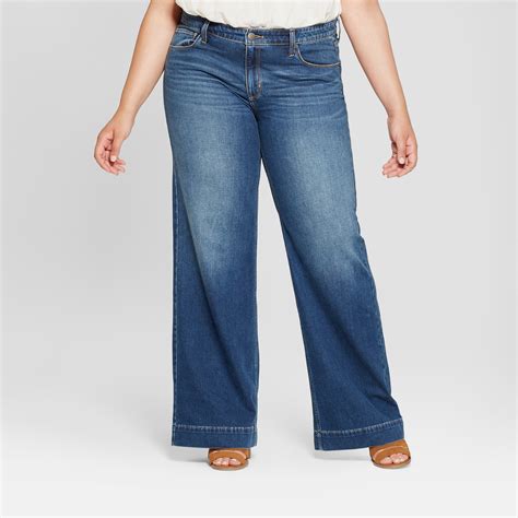 women s plus size wide leg jeans universal thread medium wash 16w blue wide leg jeans plus