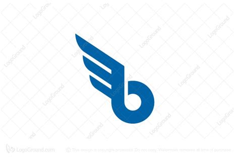 An ornamental wing logo design. Letter B With Wing Logo