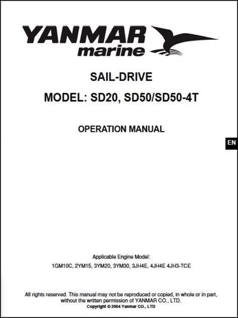 Yanmar Saildrive Sd20 Operation Manual 2004 Marine Diesel Basics