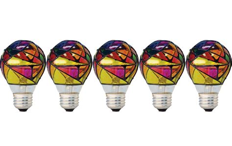 Ge Lighting A19 Incandescent Stained Glass Light Bulbs 25 Watt Decorative Festive Colored