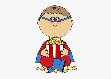 Boy Superhero Eating Popcorn Eating Popcorn Clipart Free