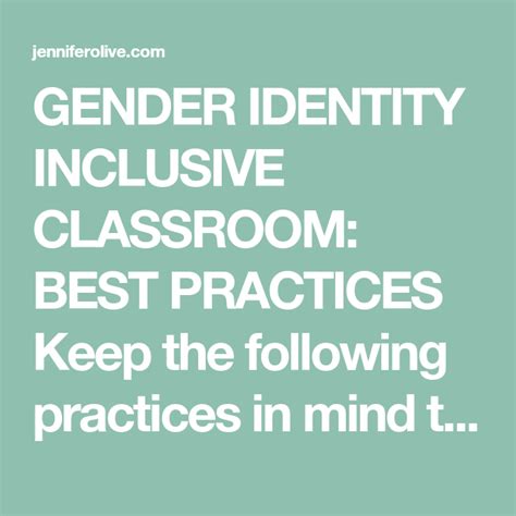 The Words Gender Identity Inclusive Classroom Best Practices Keep The