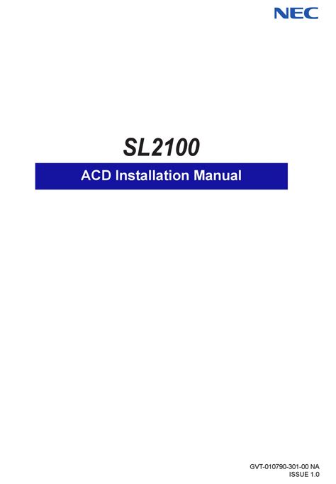 Nec Sl2100 Installation Manual Pdf Download Manualib