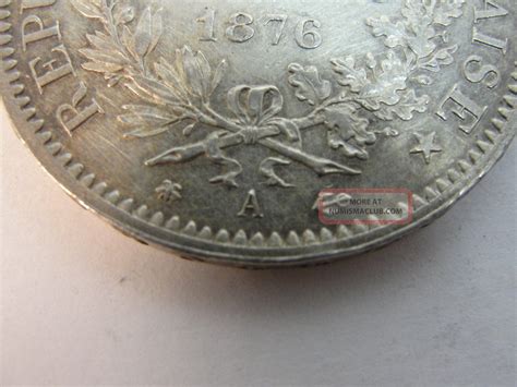 1876 A France 5 Francs Silver Coin Hercules