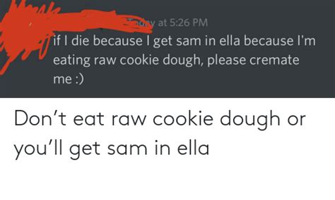 Dont Eat Raw Cookie Dough Or Youll Get Sam In Ella Cookie Meme On Meme