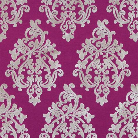 Fuchsia Velvet Damask Upholstery Fabric For Furniture