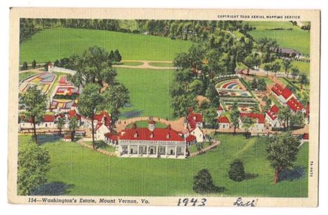 Aerial View Mount Vernon Home Of Washington Virginia Postcard Va Linen