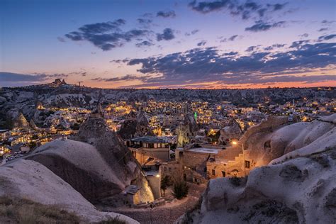 Goreme Village Sunset Night View In Cappadocia Turkey Picture And Hd