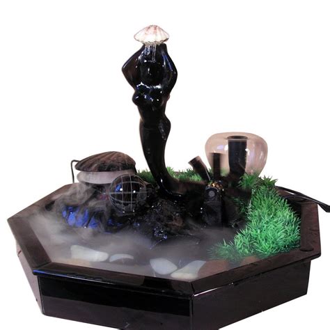 Mermaid Tabletop Water Fountain With Spinning Globe Mill And
