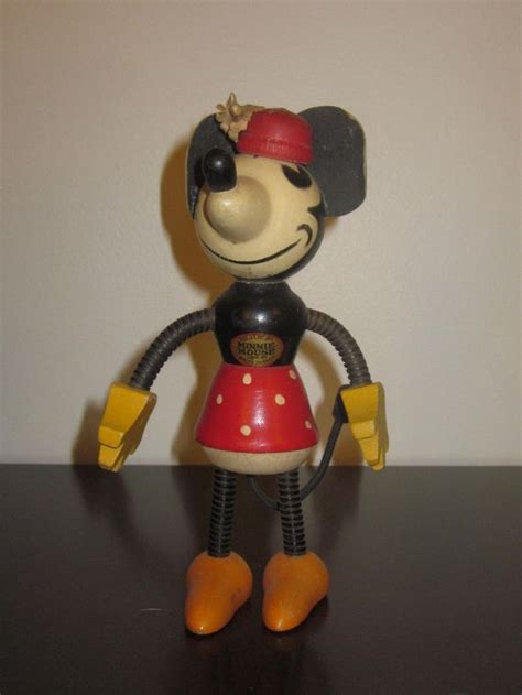1930s Rare Original Wooden Minnie Mouse Disney Wood Fun E Flex Toy