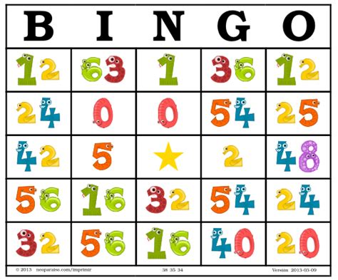 Bingo De Multiplicaciones Juegos Matematicos Para