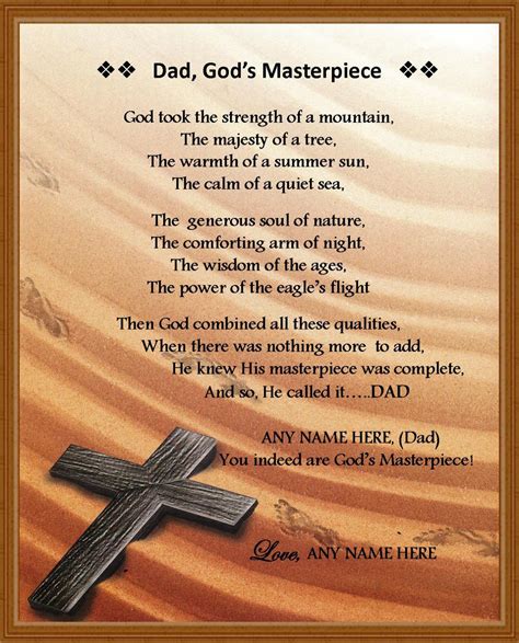 Write one of these down in a card or say it straight to his face — it'll be a hit. Personalized Dad Poem "Dad,God's Masterpiece"-Birthday ...