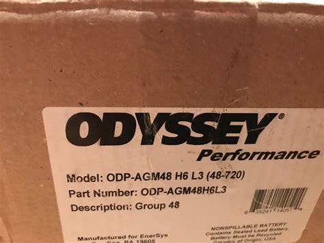 Odyssey Agm48h6l3 Performance Agm Battery Ebay