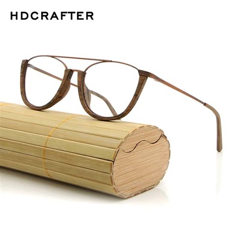 hdcrafter vintage rimless wooden eyeglasses frames with clear lens wood optical clear glasses