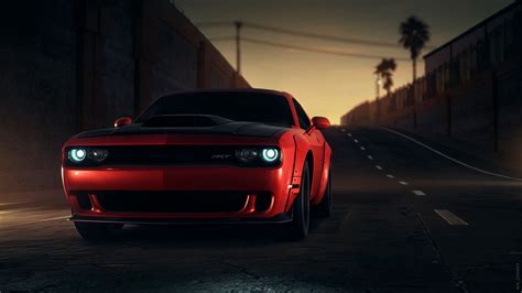 Download Wallpaper 3840x2160 Dodge Srt Dodge Sportscar Red Front