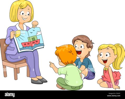 Illustration Of Kids Listening To A Story Stock Photo Alamy