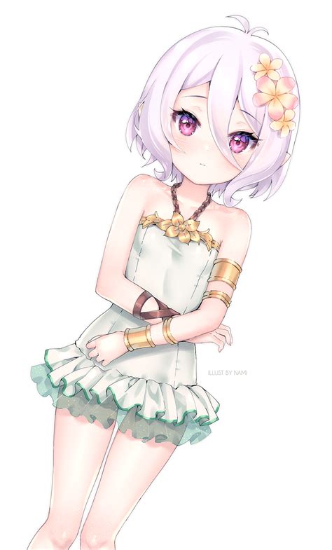 Safebooru 1girl Antenna Hair Artist Name Bangle Bangs Bare Shoulders