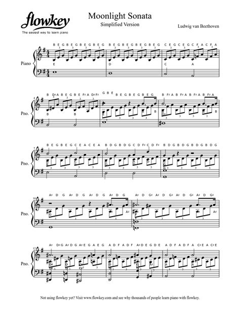 Moonlight Sonata Sheet Music For Piano Solo