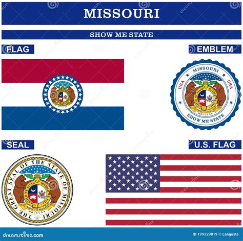 Missouri Symbol Collection With Flag Seal Us Flag And Emblem As