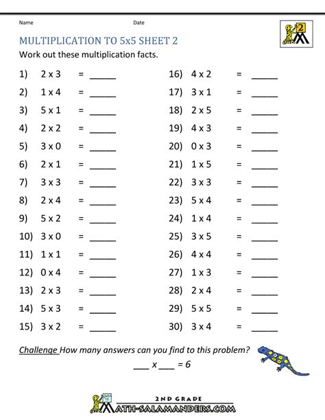 Multiplication Worksheets Grade 2 Printable Free
