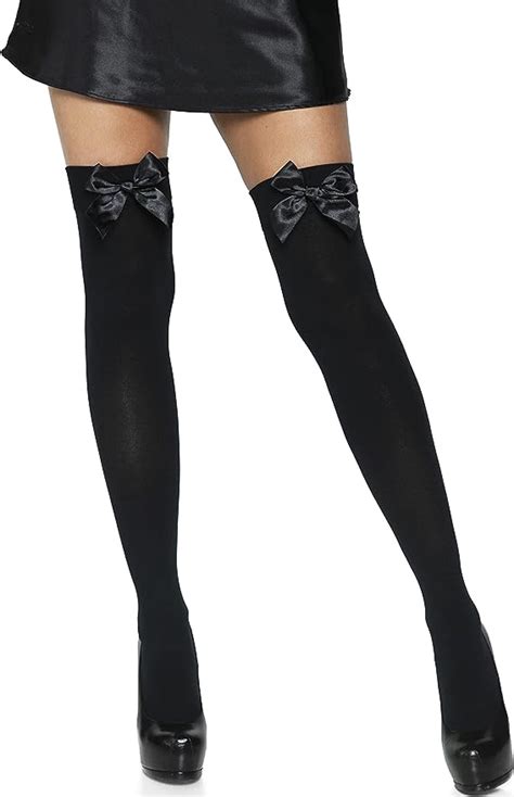 Leg Avenue Womens Satin Bow Accent Thigh Highs Clothing